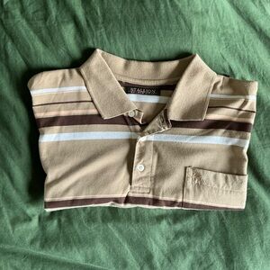 Men's Tan Striped Polo Shirt